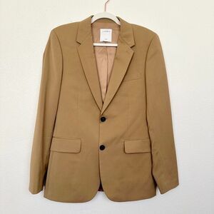 Sandro Wool Camel Tan Blazer Coat Two Button Minimalist Parisian Work Women's 46